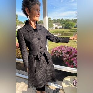 Kate Spade Black Lace Trench Coat, from the Madison Avenue Collection, size 4